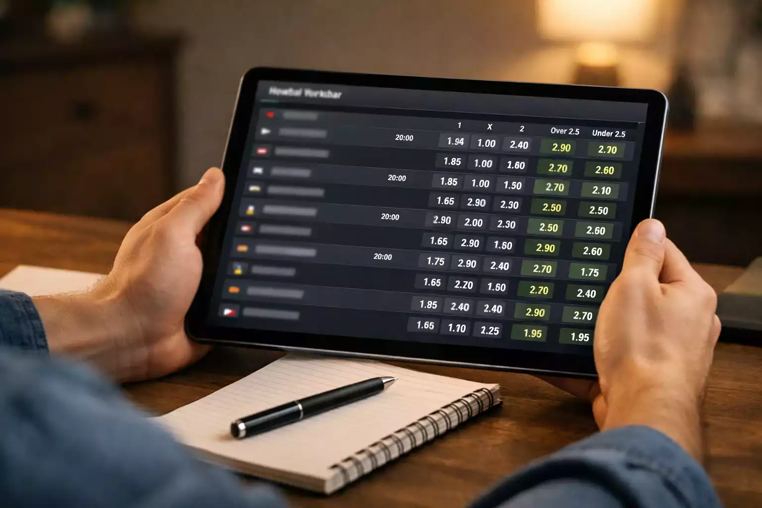 Persona analizando varios partidos de f&uacute;tbol en una pantalla