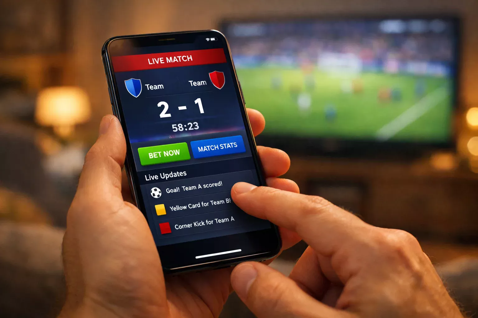 Mano sosteniendo smartphone mostrando aplicaci&oacute;n deportiva