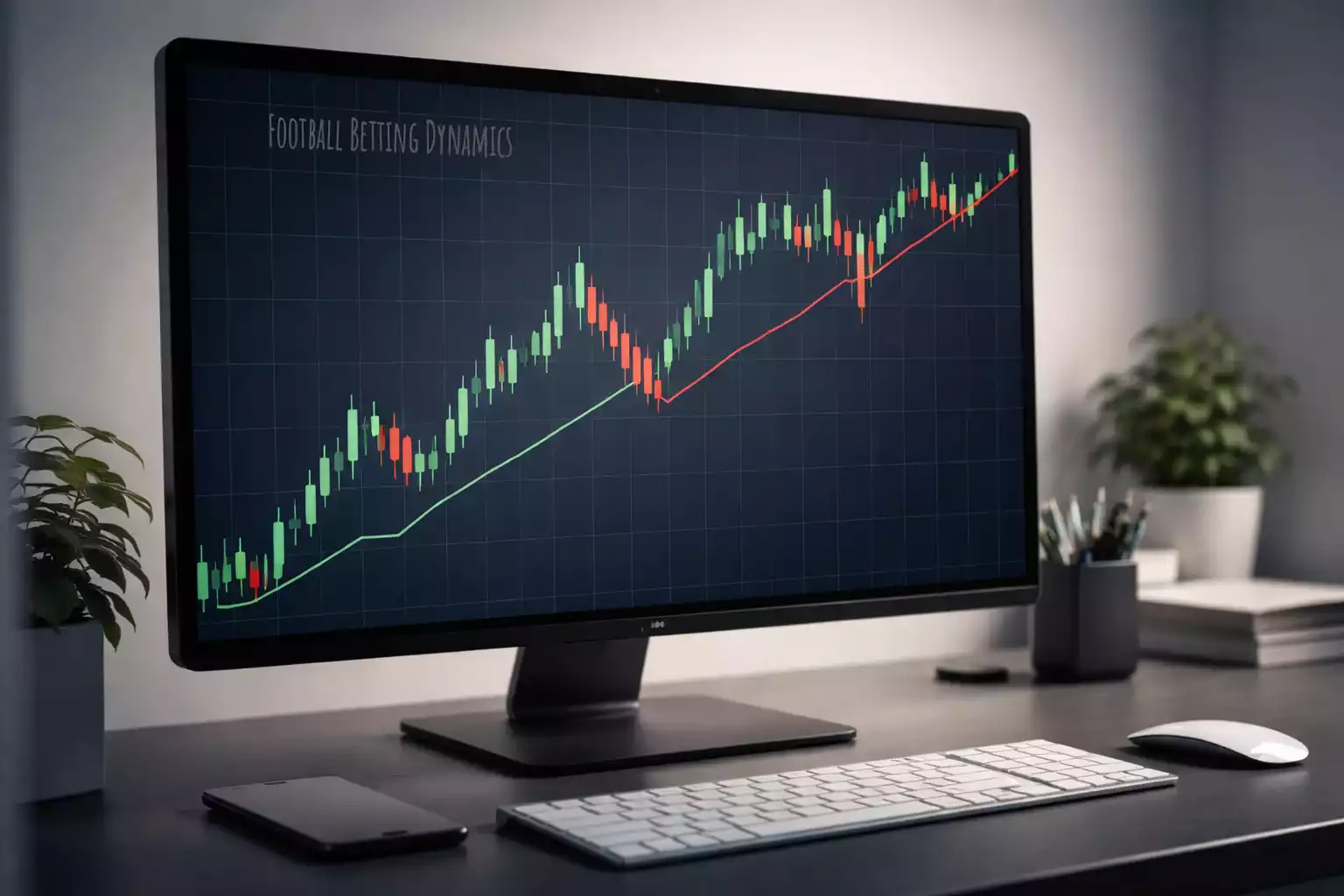 Pantalla con l&iacute;neas de tendencia ascendentes y descendentes